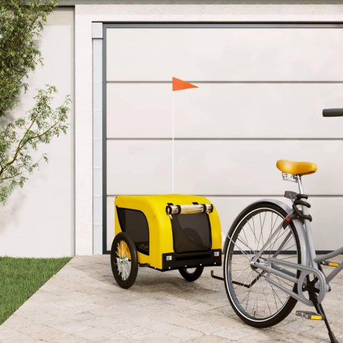 Hundetrailer til cykel i oxfordstof og jern - gul/sort
