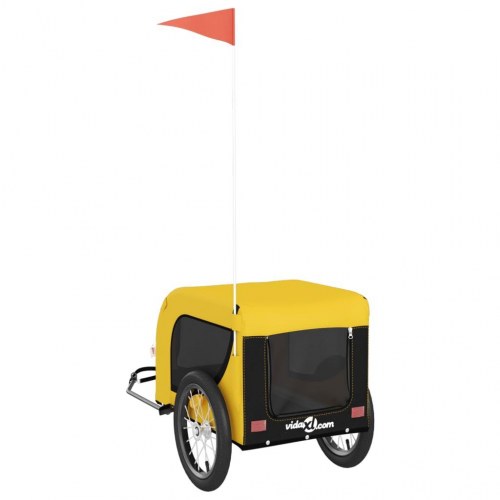 Hundetrailer til cykel i oxfordstof og jern - gul/sort