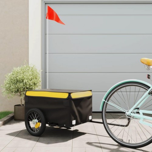 Cykelanhænger 30 kg - jern, sort/gul