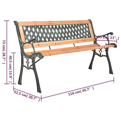 Havebænk 116 cm støbejern og massivt grantræ