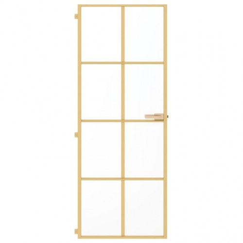 Indvendig dør 76 × 201,5 cm - hærdet glas og aluminium, guldfarvet