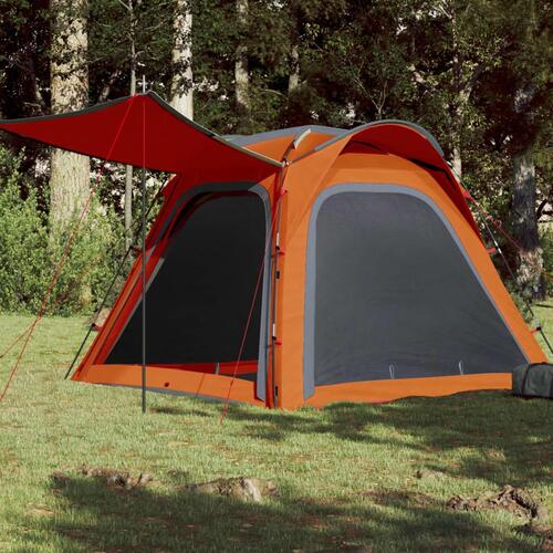 4-personers campingtelt vandafvisende quick-release grå og orange