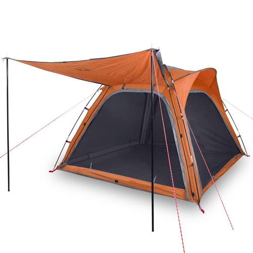 4-personers campingtelt vandafvisende quick-release grå og orange