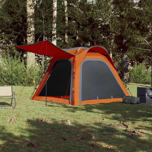4-personers campingtelt vandafvisende quick-release grå og orange