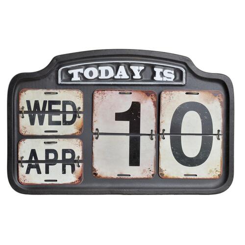 Kalender i metal - sort/hvid, 42 × 3,5 × 27 cm