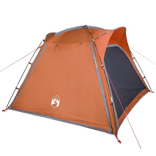 4-personers campingtelt vandafvisende quick-release grå og orange