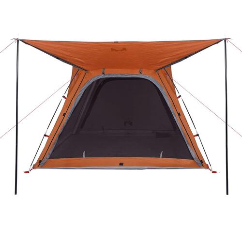 4-personers campingtelt vandafvisende quick-release grå og orange