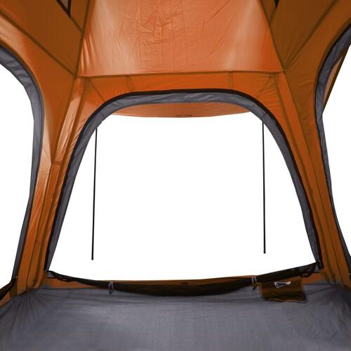 4-personers campingtelt vandafvisende quick-release grå og orange