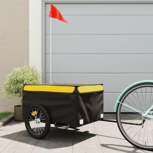 Cykelanhænger 45 kg jern sort og gul