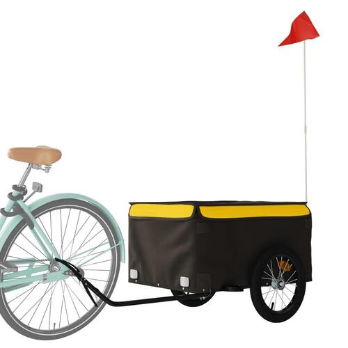 Cykelanhænger 45 kg jern sort og gul