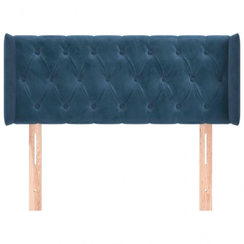 Sengegavl med kanter 103 x 16 x 78/88 cm fløjl - mørkeblå