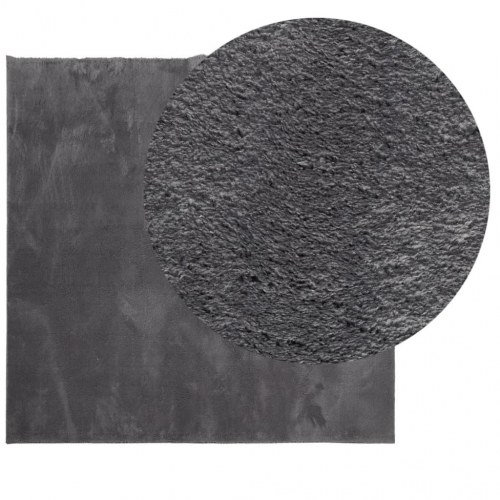 Gulvtæppe HUARTE 120×120 cm - kort luv, vaskbart, antracitgrå