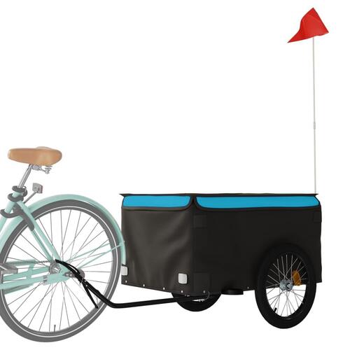 Cykelanhænger 45 kg jern sort og blå