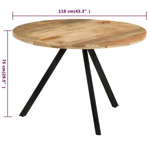 Rundt spisebord 110 × 75 cm i massivt mangotræ - brun/sort