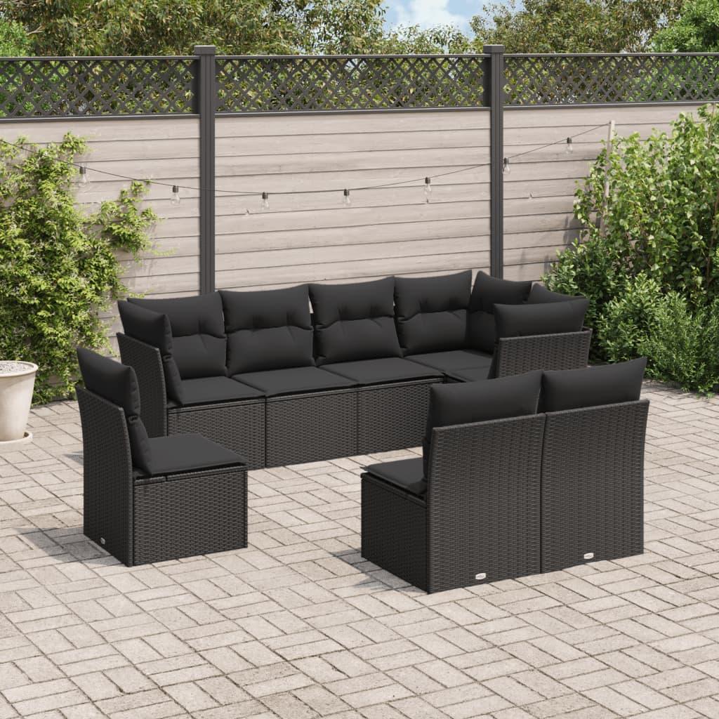 Sofasæt Til Haven 9 Dele Med Hynder Polyrattan - Sort / Uden bord