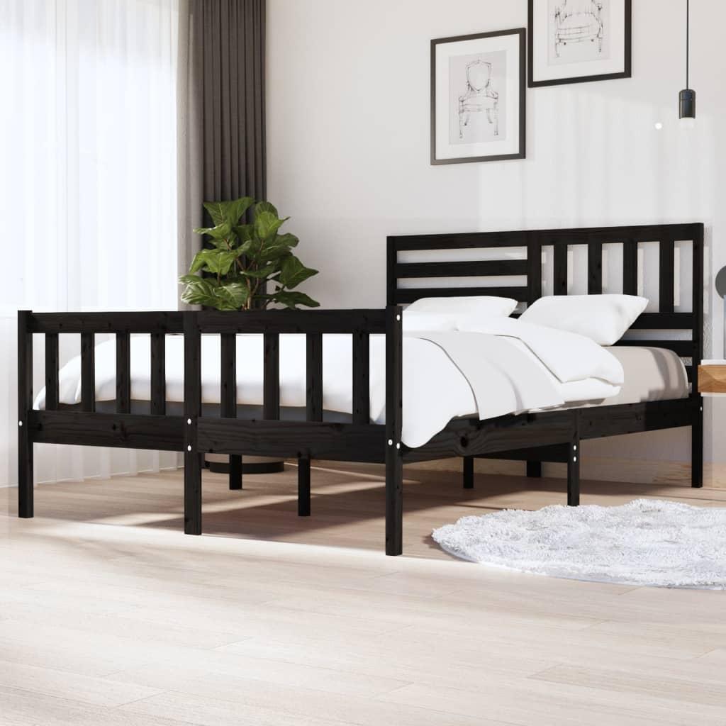 Sengeramme 150x200 Cm King Size Massivt Træ Sort