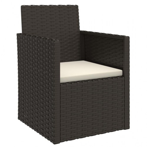 Havestol med hynde i polyrattan - sort