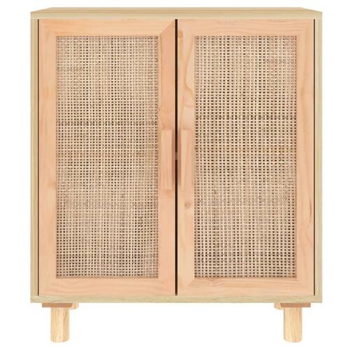 Skænk 60x30x70 cm massivt fyrretræ og naturlig rattan brun