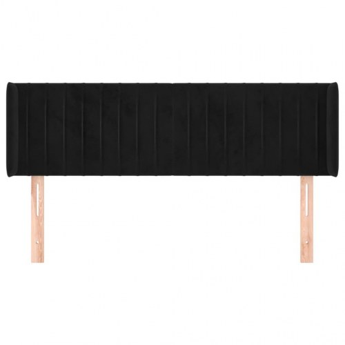 Sengegavl med kanter i fløjl - sort, 147 x 16 x 78/88 cm