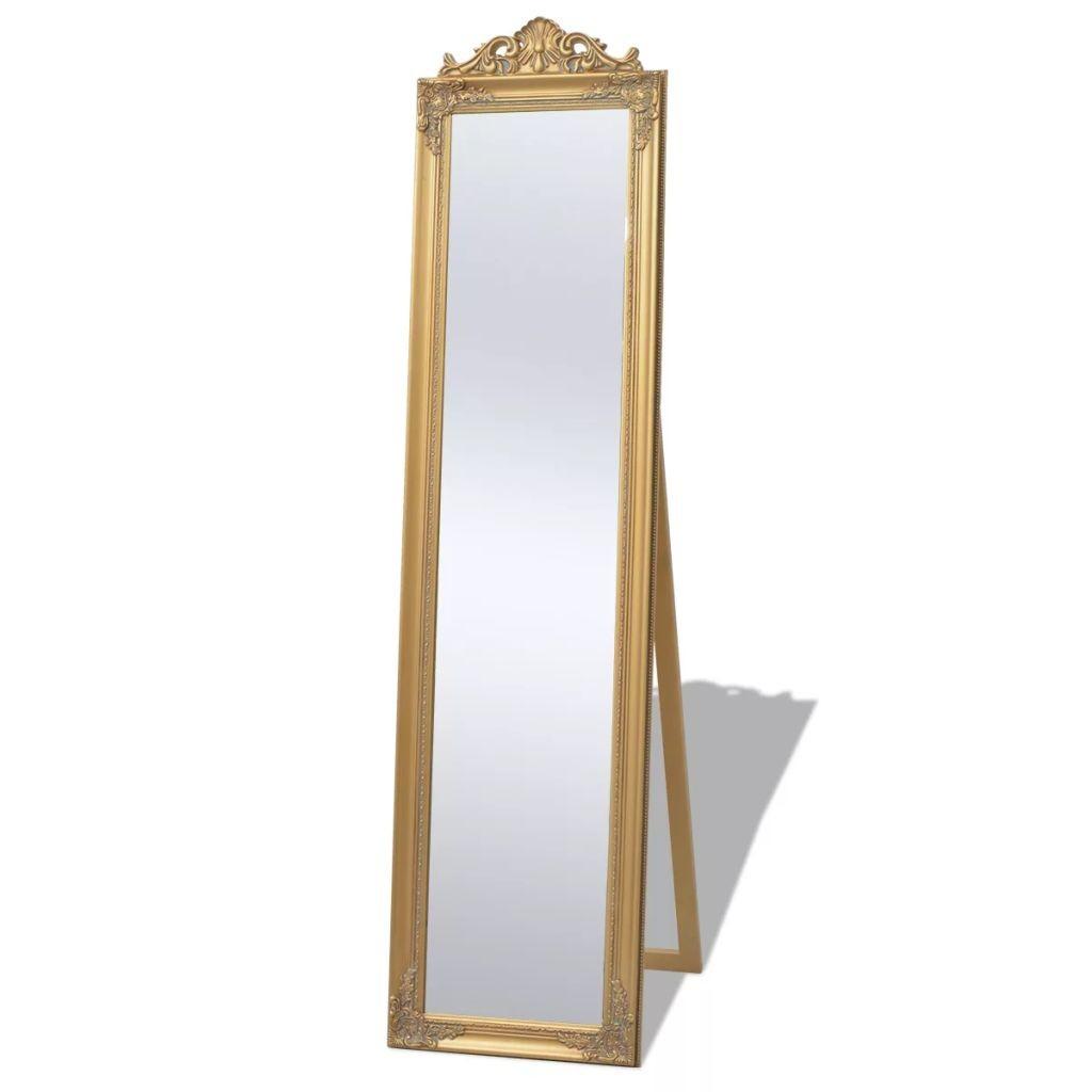 Se Fritstående spejl 160x40 cm barokstil guldfarvet hos Boligcenter.dk