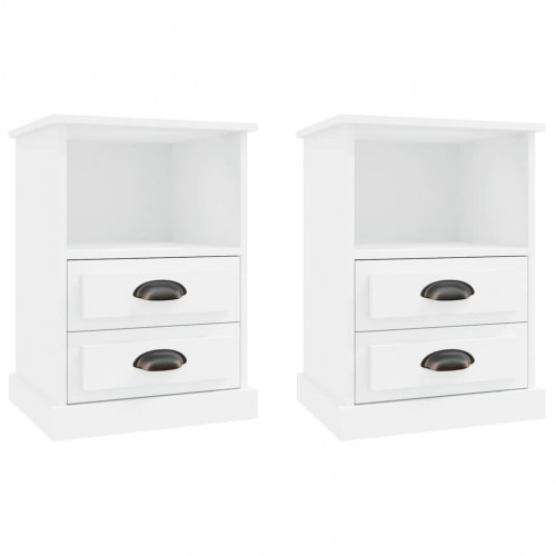 Sengeborde 2 stk. 43x36x60 cm hvid
