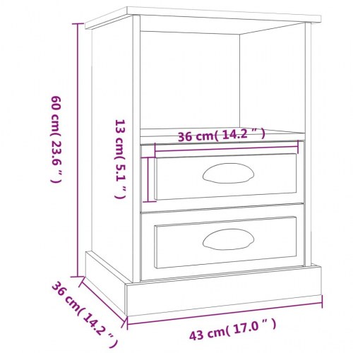 Sengeborde 2 stk. 43x36x60 cm hvid