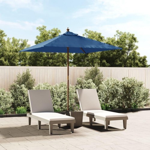 Haveparasol med træstang 198×198×231 cm - azurblå