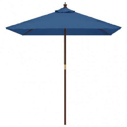 Haveparasol med træstang 198×198×231 cm - azurblå