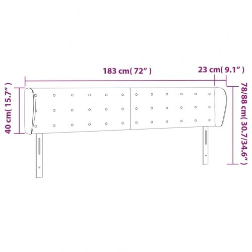 Sengegavl med kanter 183 x 23 x 78/88 cm - cremefarvet