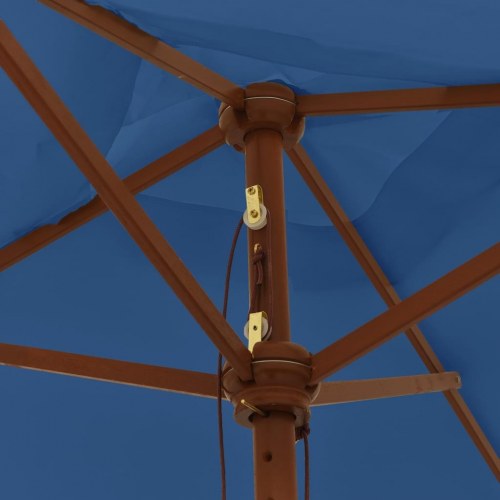Haveparasol med træstang 198×198×231 cm - azurblå