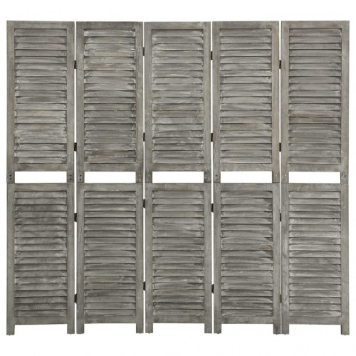 5-panels rumdeler 179x166 cm massivt træ grå