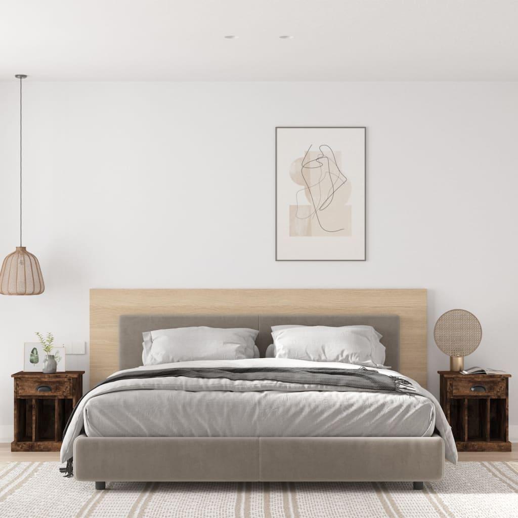 Sengeborde 2 stk. 43x36x50 cm røget egetræsfarve billede