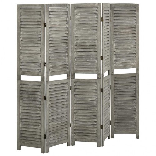5-panels rumdeler 179x166 cm massivt træ grå