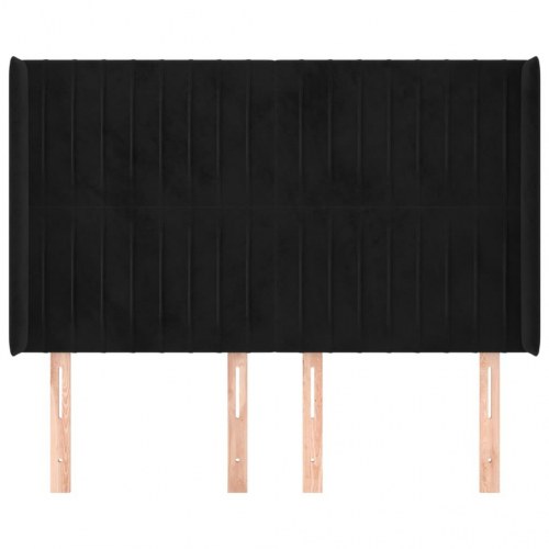 Sengegavl med kanter 147 x 16 x 118/128 cm - sort