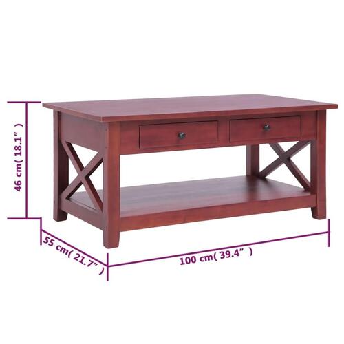 Sofabord 100 x 55 x 46 cm massivt mahognitræ brun