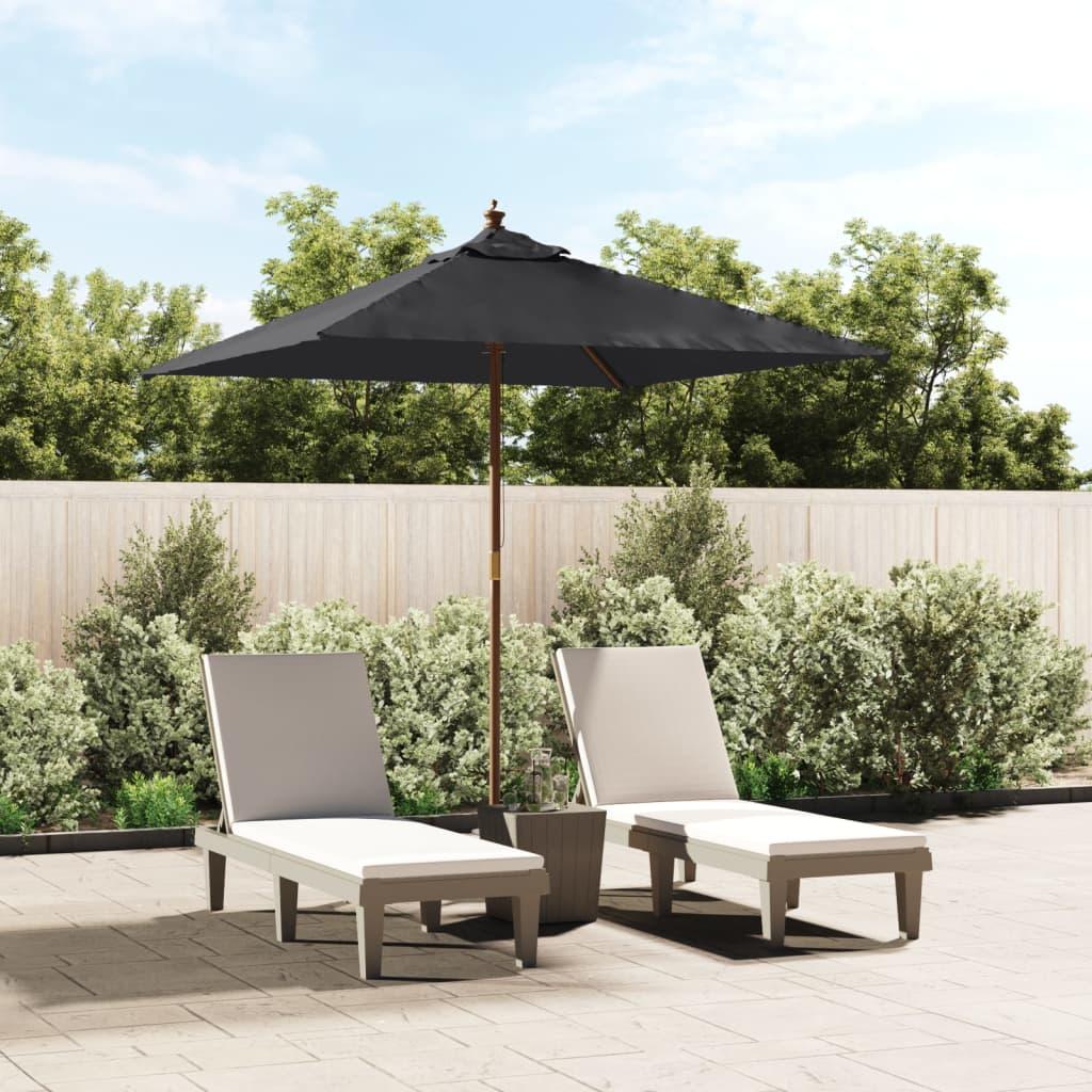 Haveparasol med træstang 198x198x231 cm sort