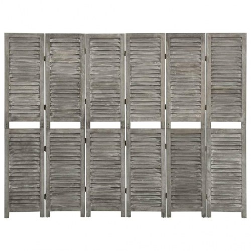 6-panels rumdeler 214x166 cm massivt træ grå