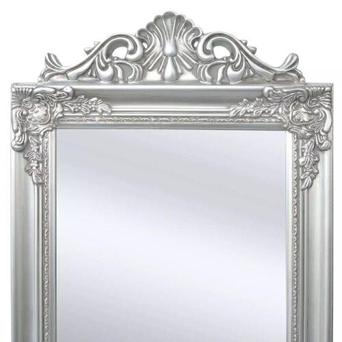 Fritstående spejl 160x40 cm barokstil sølvfarvet