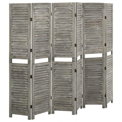 6-panels rumdeler 214x166 cm massivt træ grå