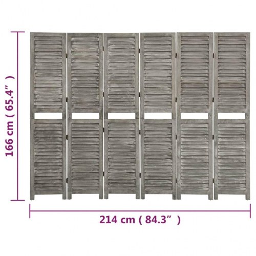 6-panels rumdeler 214x166 cm massivt træ grå