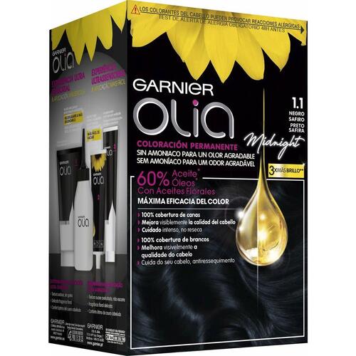 Permanent Farve Garnier Olia Uden ammoniak Nº 1,10 Black Sapphire