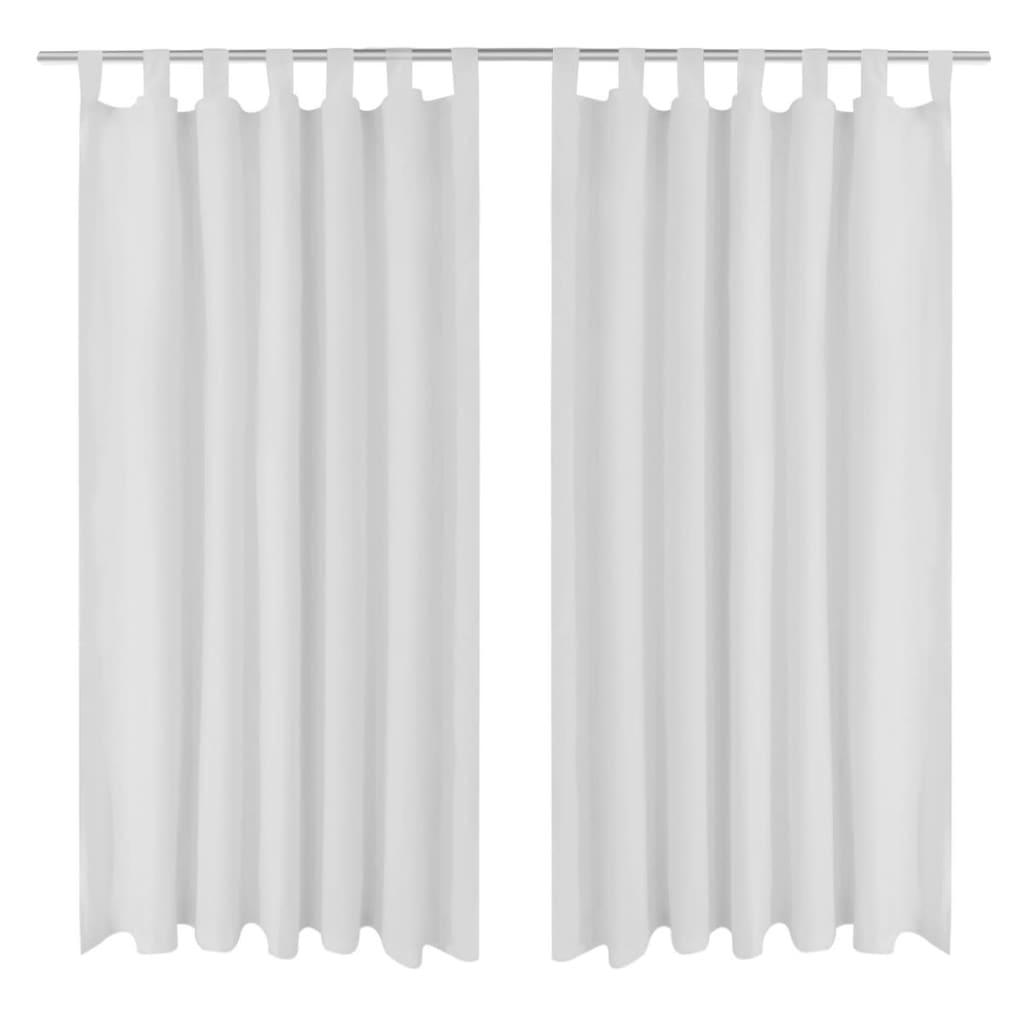 Gardiner i mikro-satin med løkker 2 stk. 140 x 245 cm hvid