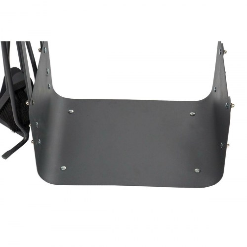 Brændeholder med pejseredskaber - træ/stål, sort/natur (48 × 30 × 62 cm)