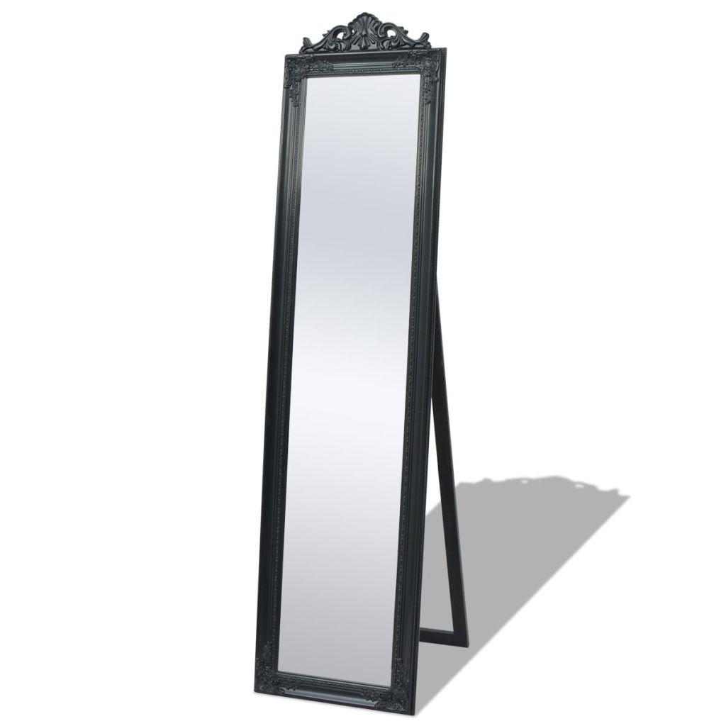 Se Fritstående spejl 160x40 cm barokstil sort hos Boligcenter.dk