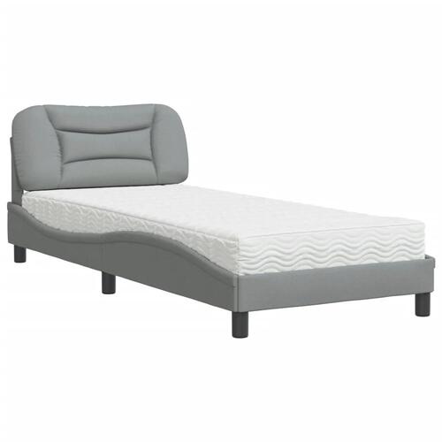 Seng med madras 90x200 cm stof lysegrå