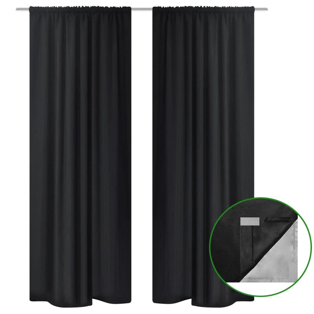 Lysdæmpende gardiner 2 stk. dobbelt lag 140x245 cm sort