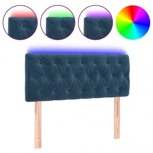 Sengegavl med LED-lys 100 x 7 x 78/88 cm velour - mørkeblå