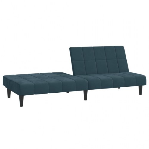 2-personers sovesofa i fløjl - blå