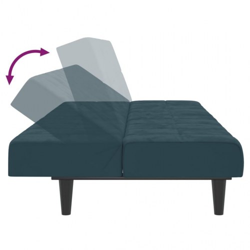 2-personers sovesofa i fløjl - blå