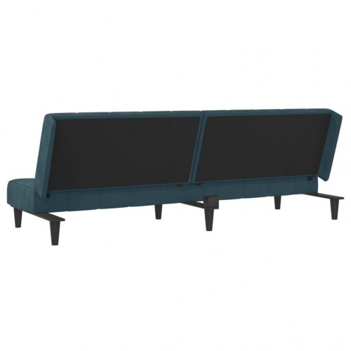 2-personers sovesofa i fløjl - blå